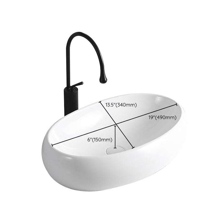 Lisslune | Modern Vessel Sink Porcelain Rectangular Vessel Sink (Not Included Faucet)