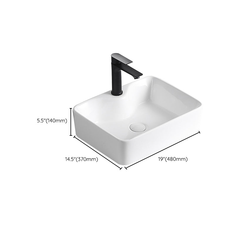 Lisslune | Modern Vessel Sink Porcelain Rectangular Vessel Sink (Not Included Faucet)