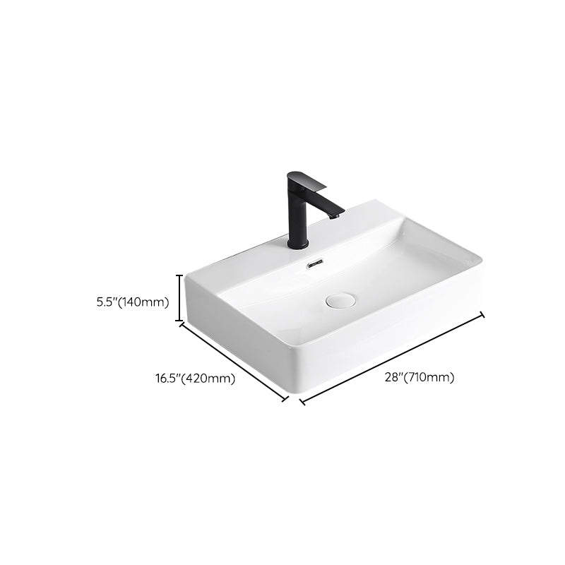 Lisslune | Modern Vessel Sink Porcelain Rectangular Vessel Sink (Not Included Faucet)