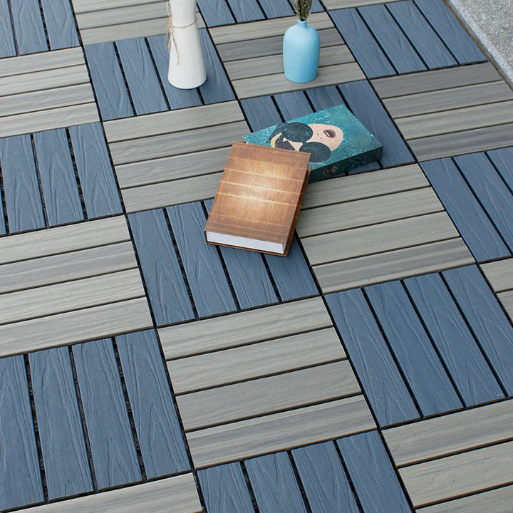 Lisslune | Interlocking composite deck tiles Striped pattern patio tiles