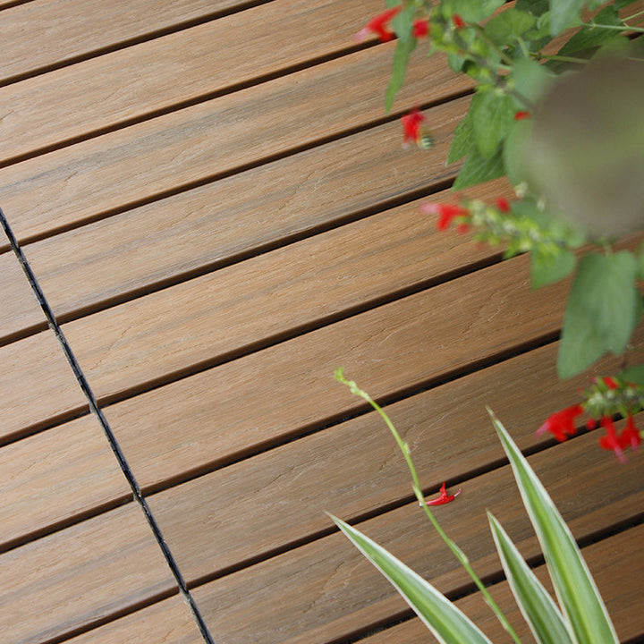 Lisslune | Interlocking composite deck tiles Striped pattern patio tiles