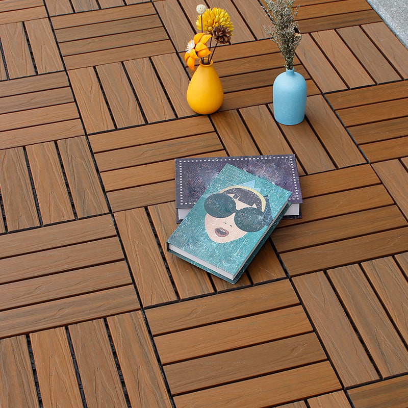 Lisslune | Interlocking composite deck tiles Striped pattern patio tiles