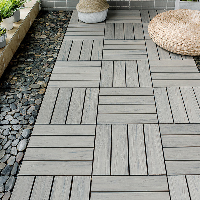 Lisslune | Square Patio Tiles Interlocking Striped Pattern Deck Board