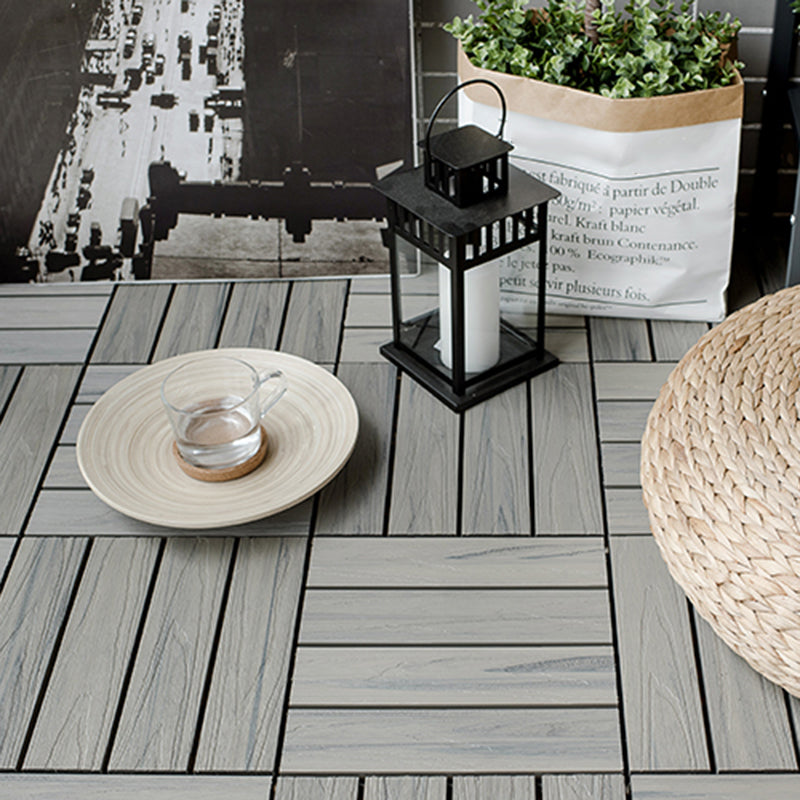 Lisslune | Square Patio Tiles Interlocking Striped Pattern Deck Board