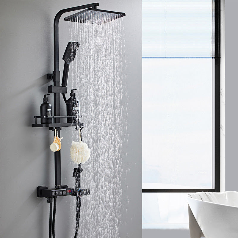 Lisslune | Modern Style Brass Shower System Adjustable Spray Pattern Wall Mounted Shower Combination