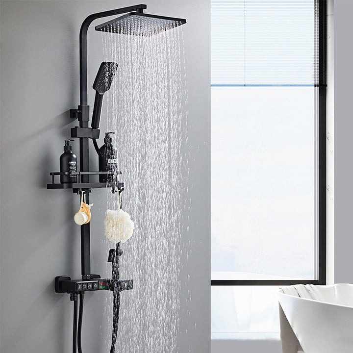 Lisslune | Modern Style Brass Shower System Adjustable Spray Pattern Wall Mounted Shower Combination