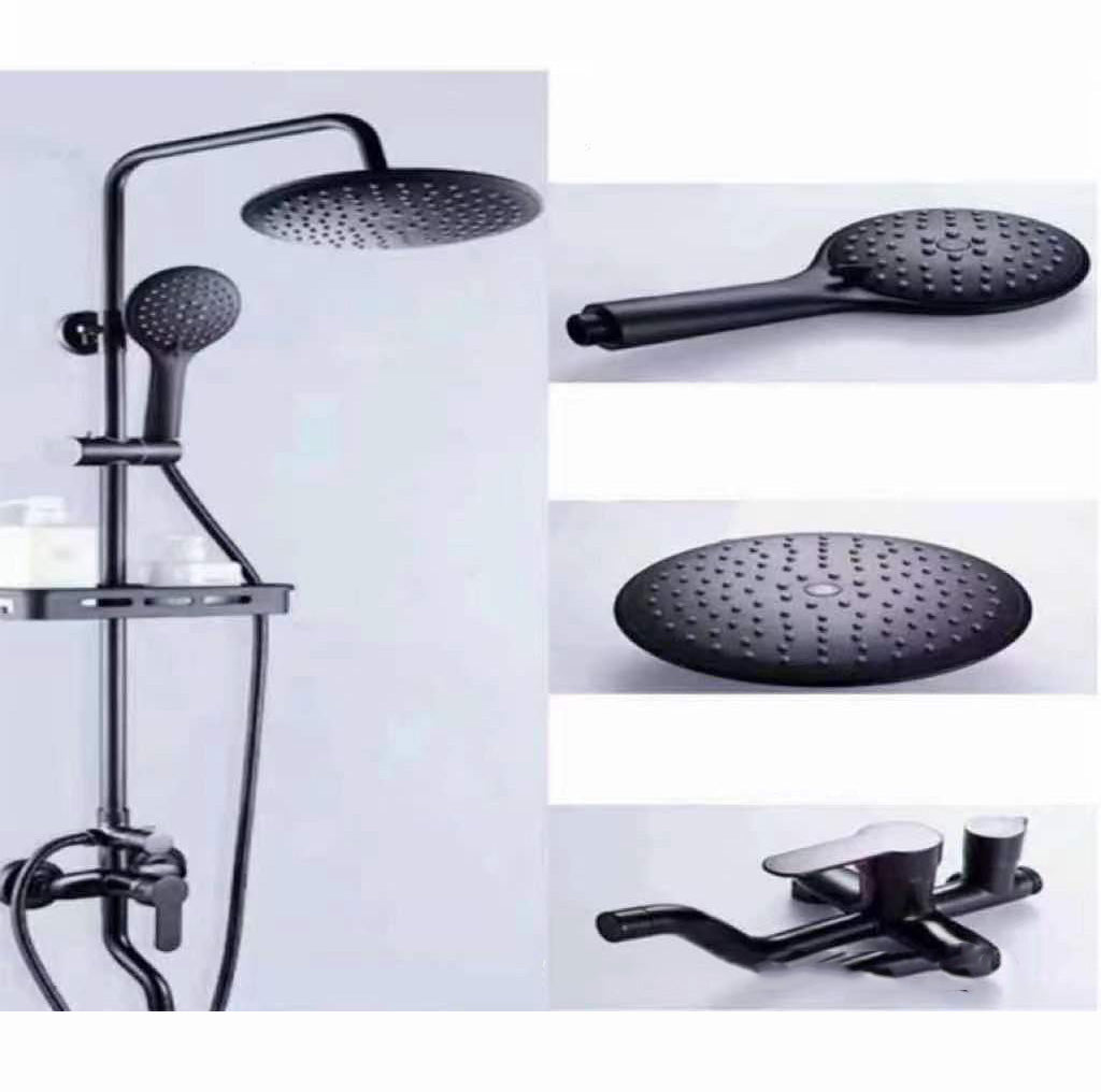 Lisslune | Modern Style Brass Shower System Adjustable Spray Pattern Wall Mounted Shower Combination