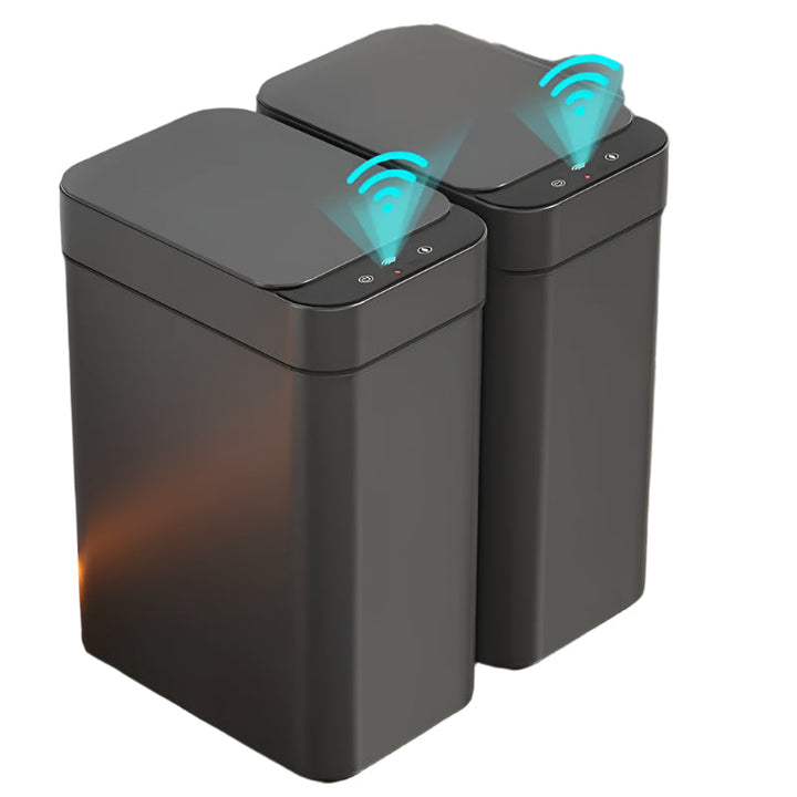 Lisslune | Set of 2 Smart Sensor Trash Cans – Touchless and Compact (Black)