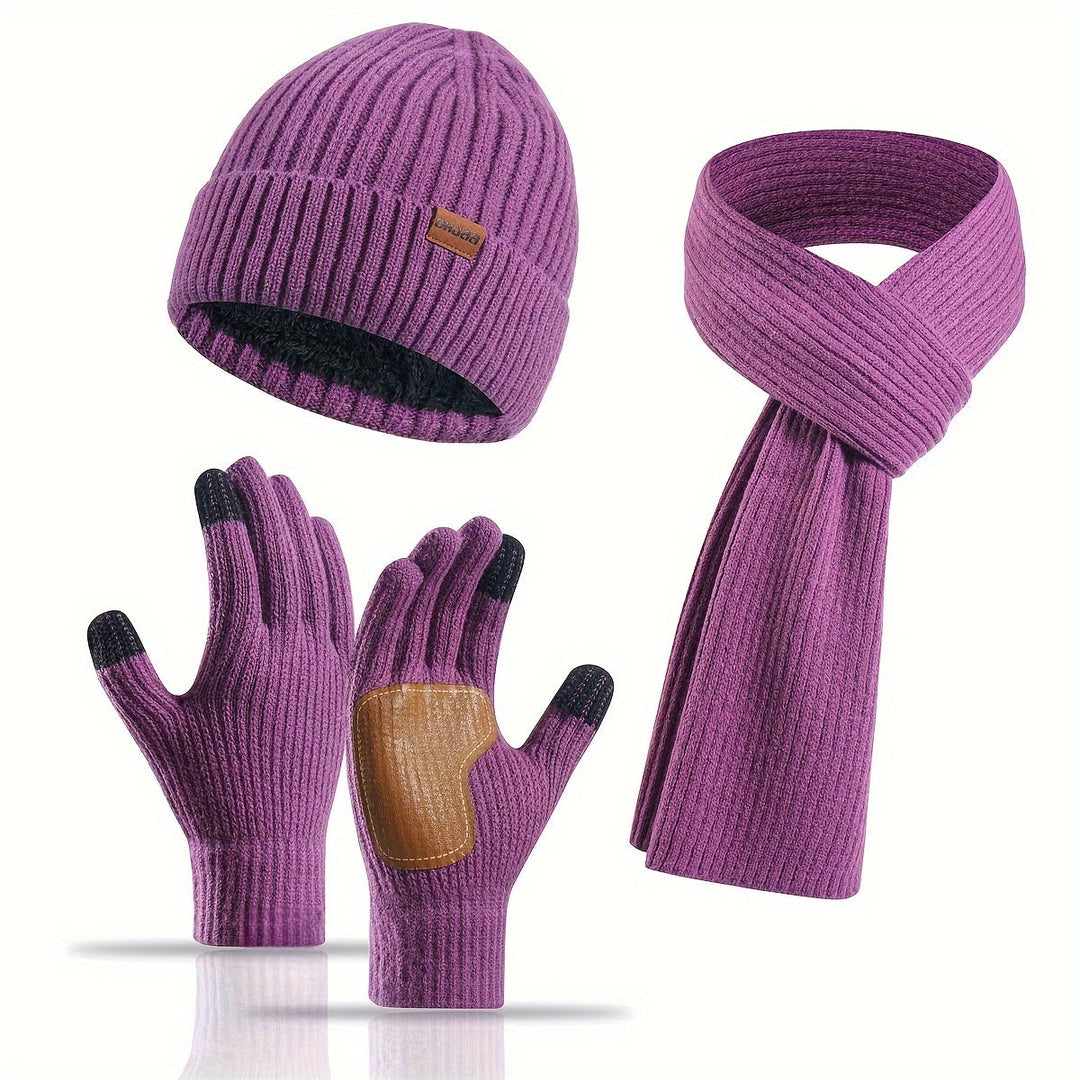 Lisslune | Winter Comfort Set – Knitted Beanie, Scarf and Gloves for Unisex