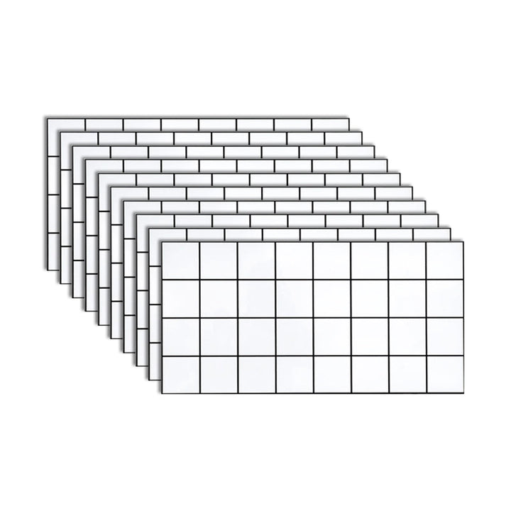 Lisslune | PVC Rectangular 10 Pack 12" X 23" Peel & Stick Mosaic Tile Kitchen and Bathroom
