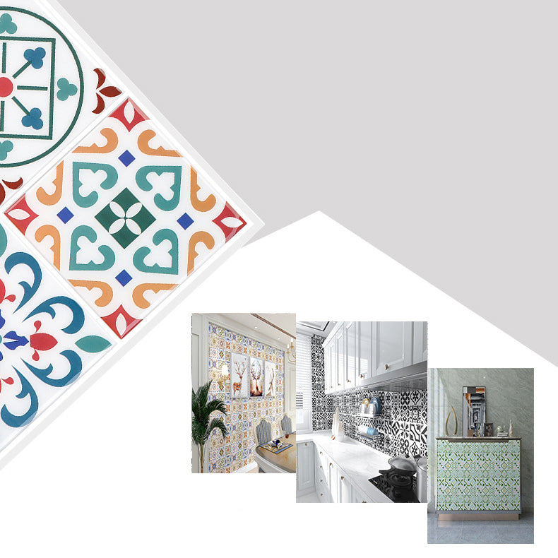 Lisslune | Square Print Plastic Peel & Stick Tile Field Tile for Backsplash Wall
