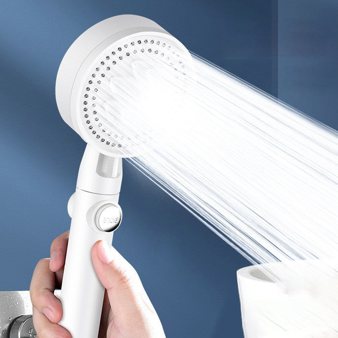 Lisslune | 5 Sprays Shower Head Round Wall Mounted Plastic Wall Connector Holder Handheld Shower Head