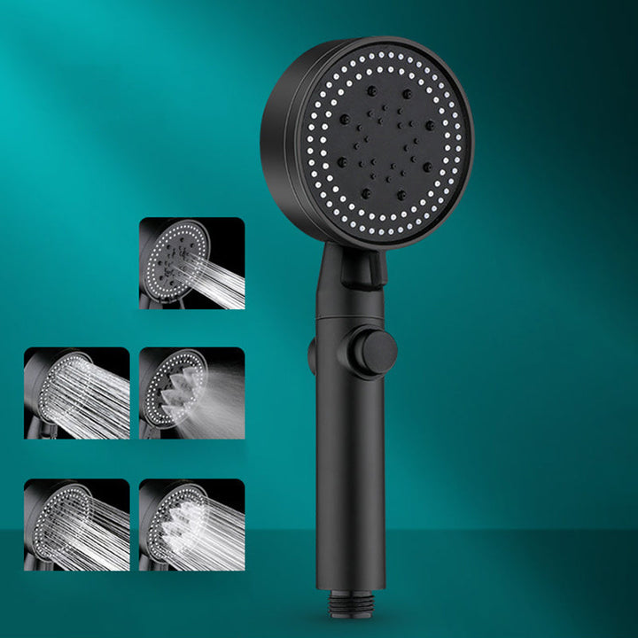 Lisslune | 5 Sprays Shower Head Round Wall Mounted Plastic Wall Connector Holder Handheld Shower Head
