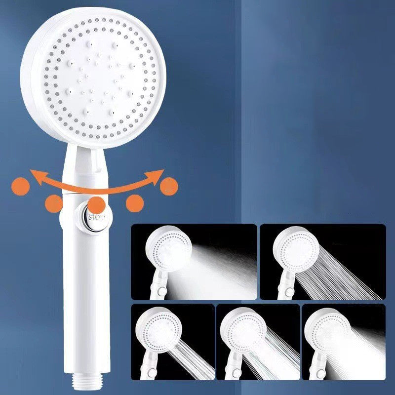 Lisslune | 5 Sprays Shower Head Round Wall Mounted Plastic Wall Connector Holder Handheld Shower Head
