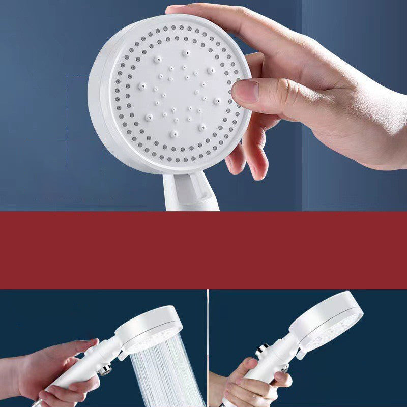 Lisslune | 5 Sprays Shower Head Round Wall Mounted Plastic Wall Connector Holder Handheld Shower Head