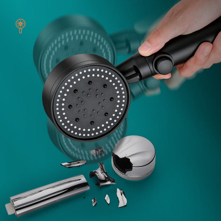 Lisslune | Round Handheld Showerhead Modern Plastic Head with Self-Cleaning