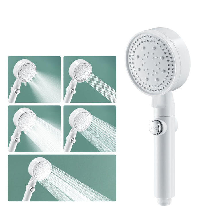 Lisslune | Round Handheld Showerhead Modern Plastic Head with Self-Cleaning