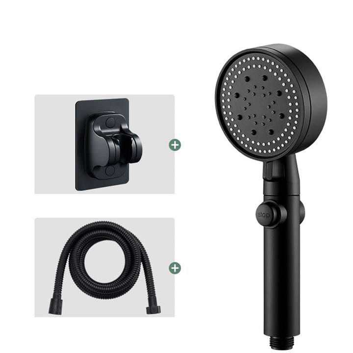 Lisslune | Round Handheld Showerhead Modern Plastic Head with Self-Cleaning