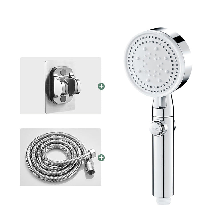 Lisslune | Round Handheld Showerhead Modern Plastic Head with Self-Cleaning