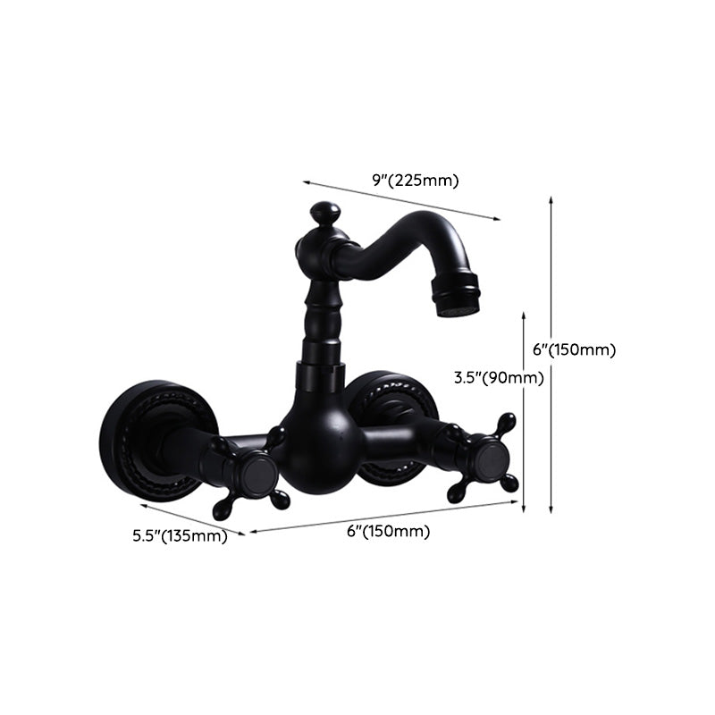 Lisslune | Black Wall-Mounted Bathroom Faucet American Classic Widespread Sink Faucet
