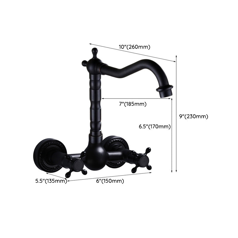 Lisslune | Black Wall-Mounted Bathroom Faucet American Classic Widespread Sink Faucet