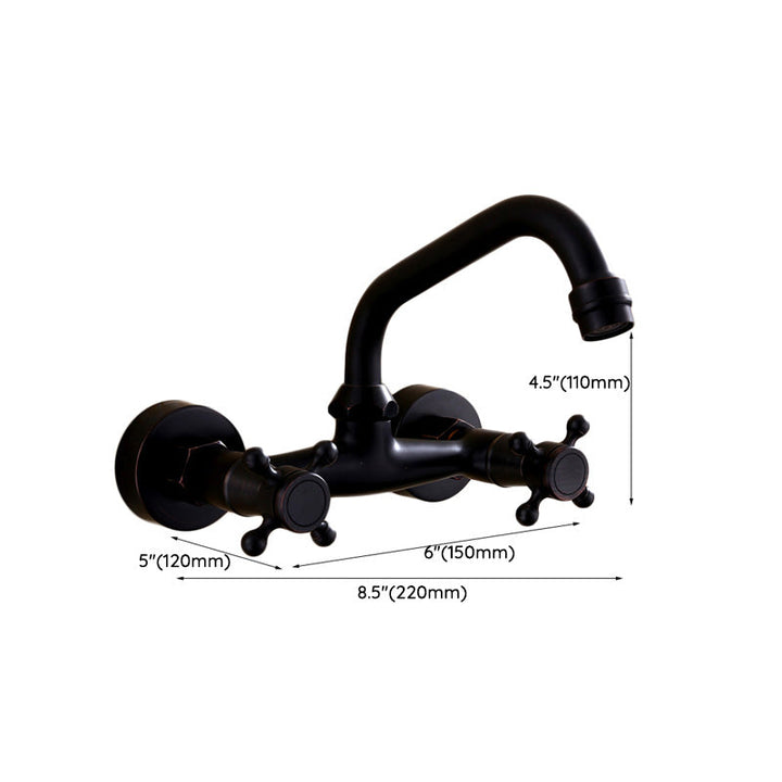 Lisslune | Black Wall-Mounted Bathroom Faucet American Classic Widespread Sink Faucet
