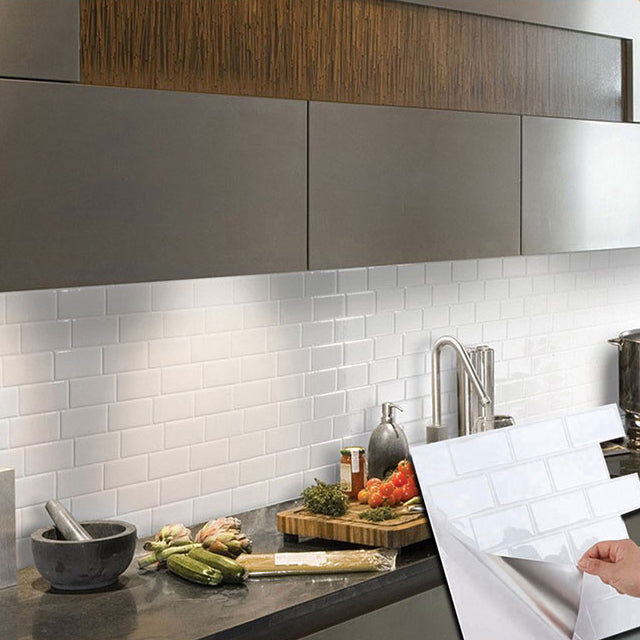 Lisslune | Plastic Peel & Stick Subway Tile Square Peel and Stick Back Wall Tile
