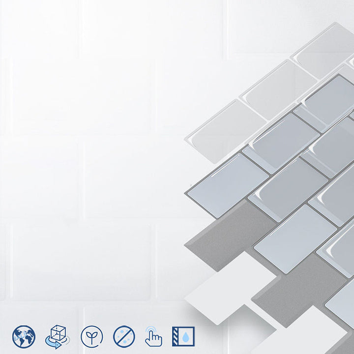 Lisslune | Square Peel-and-Stick Tiles Plastic Indoor Peel & Stick Subway Tile