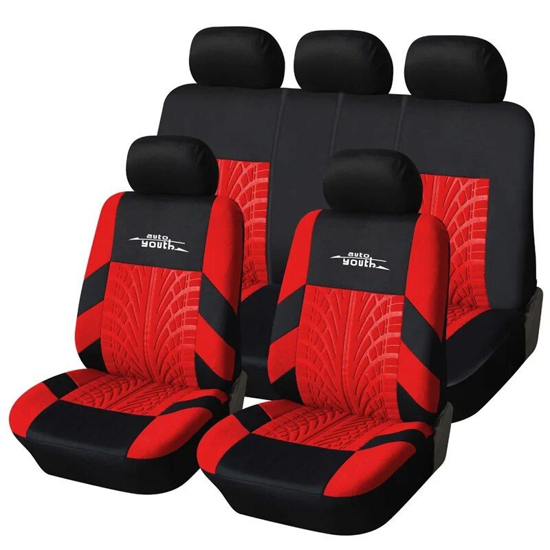 Lisslune | Universal Fit Embroidered Car Seat Cushions with Tire Track Detail