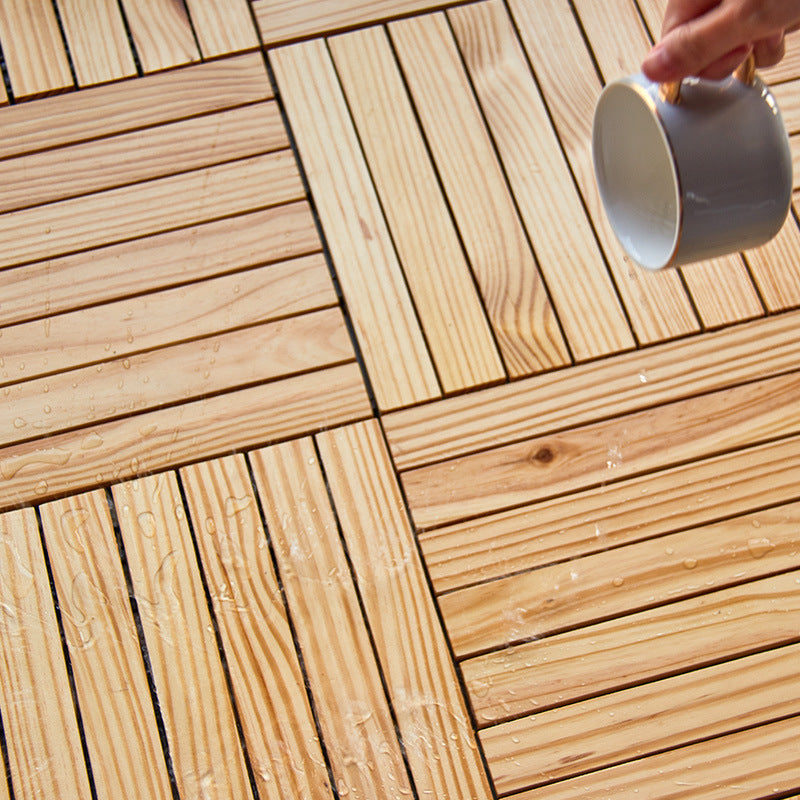 Lisslune | 7-Slat Square Wood Terrace Tiles Laying Pattern Outdoor Terrace Tiles