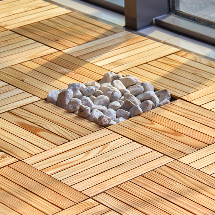 Lisslune | 7-Slat Square Wood Terrace Tiles Laying Pattern Outdoor Terrace Tiles