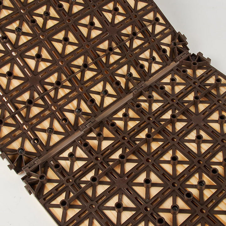 Lisslune | 7-Slat Square Wood Terrace Tiles Laying Pattern Outdoor Terrace Tiles