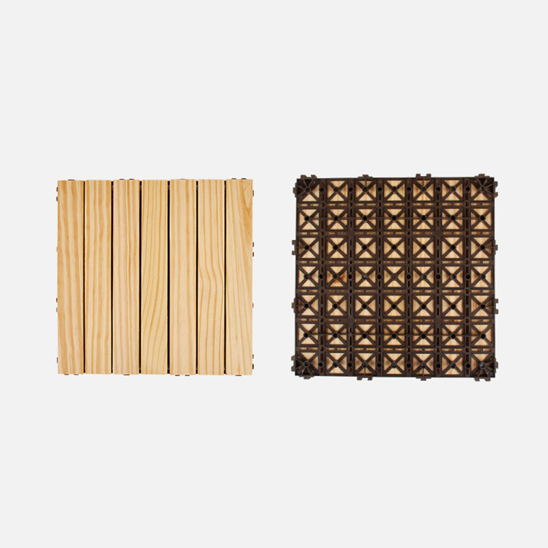 Lisslune | 7-Slat Square Wood Terrace Tiles Laying Pattern Outdoor Terrace Tiles