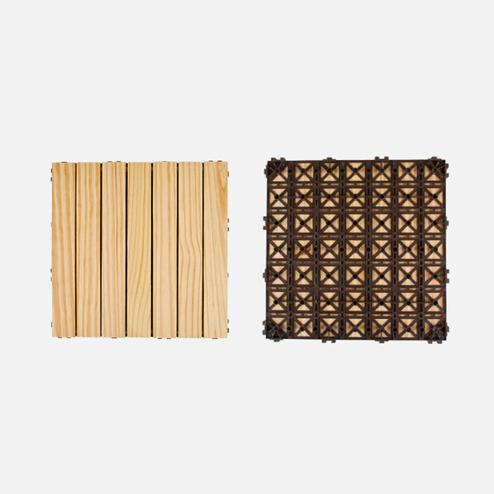 Lisslune | 7-Slat Square Wood Terrace Tiles Laying Pattern Outdoor Terrace Tiles