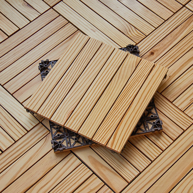 Lisslune | 7-Slat Square Wood Terrace Tiles Laying Pattern Outdoor Terrace Tiles