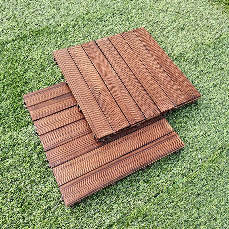Lisslune | 7-Slat Square Wooden Terrace Tiles Click Installation Outdoor Floor Tiles