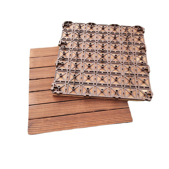 Lisslune | 7-Slat Square Wooden Terrace Tiles Click Installation Outdoor Floor Tiles