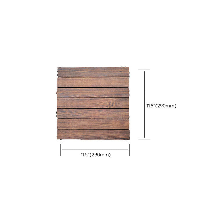 Lisslune | 7-Slat Square Wooden Terrace Tiles Click Installation Outdoor Floor Tiles