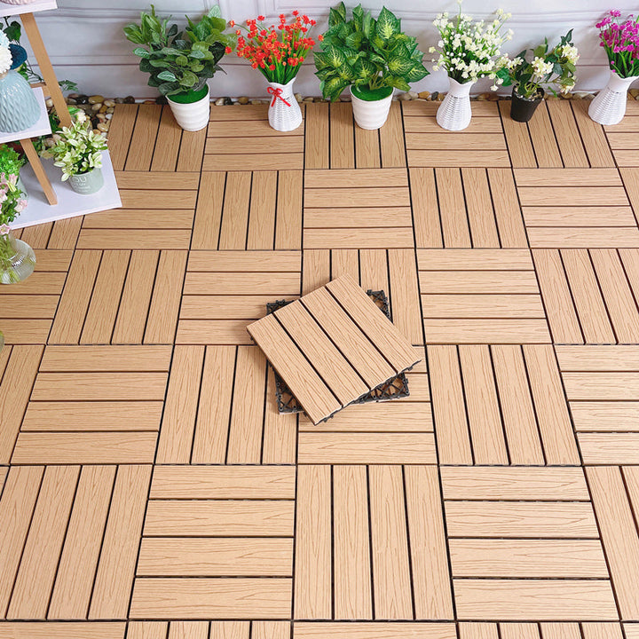 Lisslune | Waterproof Decking Board Strips Composite Square Outdoor Decking Tile Terrace