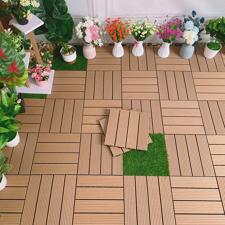 Lisslune | Waterproof Decking Board Strips Composite Square Outdoor Decking Tile Terrace