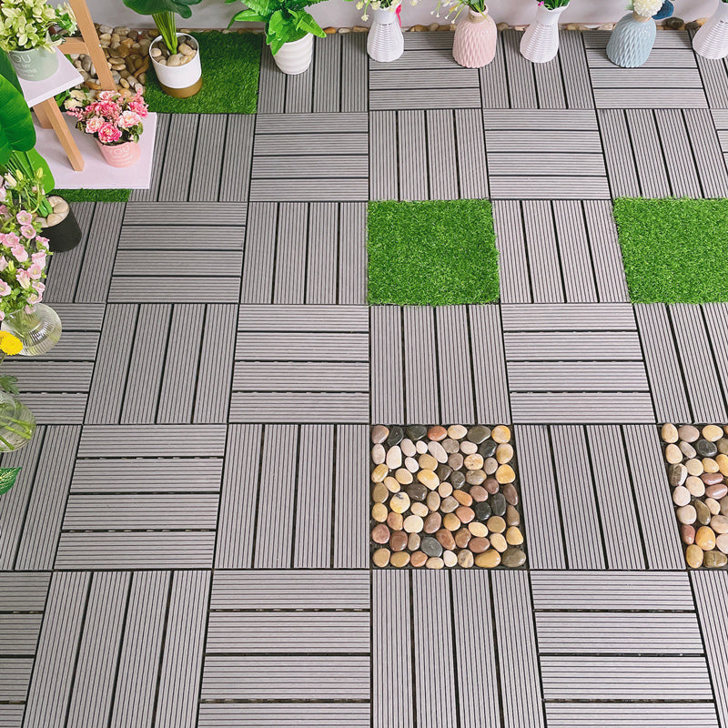 Lisslune | Waterproof Decking Board Strips Composite Square Outdoor Decking Tile Terrace