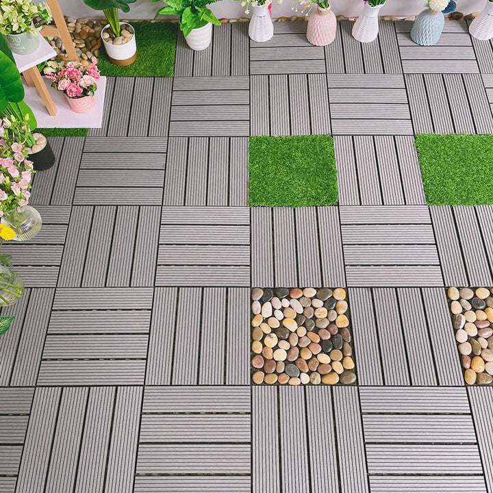 Lisslune | Waterproof Decking Board Strips Composite Square Outdoor Decking Tile Terrace
