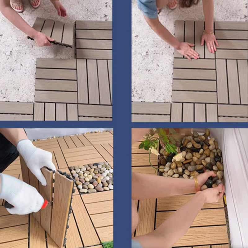 Lisslune | Waterproof Decking Board Strips Composite Square Outdoor Decking Tile Terrace