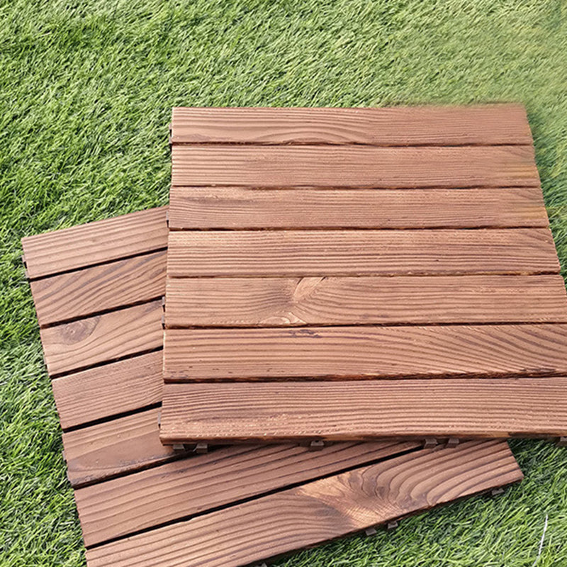 Lisslune | 7-Slat Square Wood Floor Tiles Click Installation Outdoor Floor Tiles