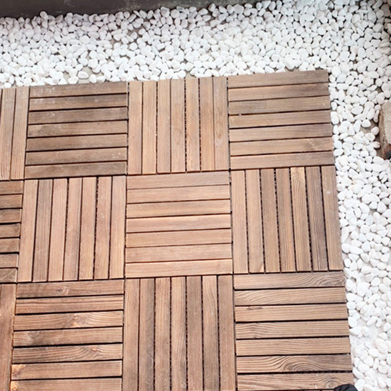 Lisslune | 7-Slat Square Wood Floor Tiles Click Installation Outdoor Floor Tiles