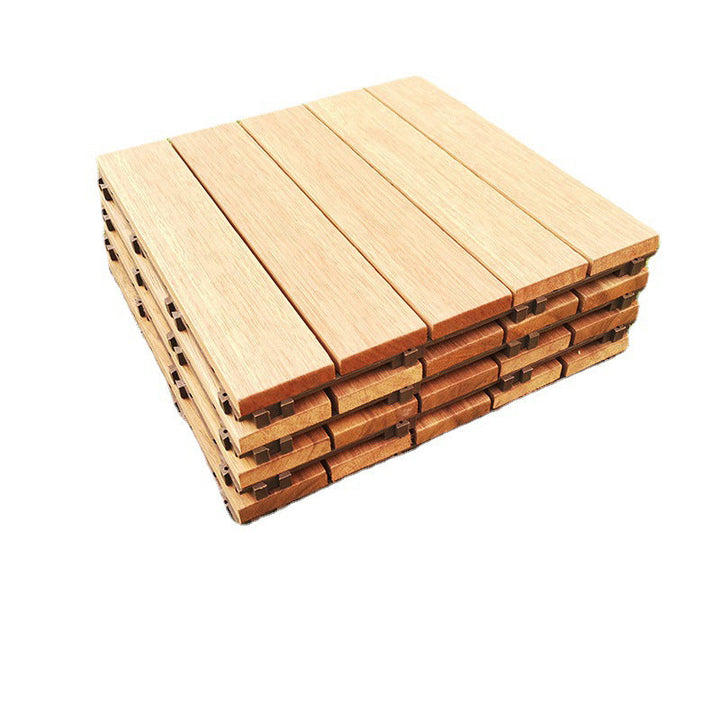 Lisslune | Teak-Finish 5-Slat Square Wooden Floor Tiles Connection Garden Tiles