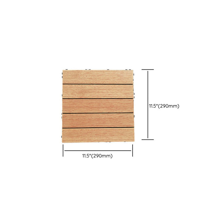 Lisslune | Teak-Finish 5-Slat Square Wooden Floor Tiles Connection Garden Tiles