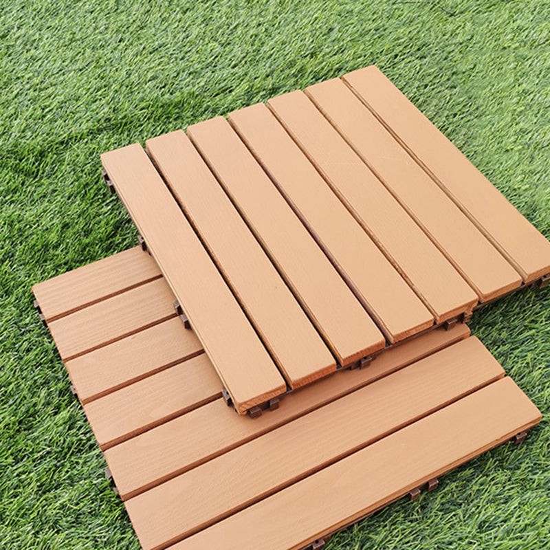 Lisslune | Yellow 6-Slat Square Wood Floor Tiles Click System Floor Tiles