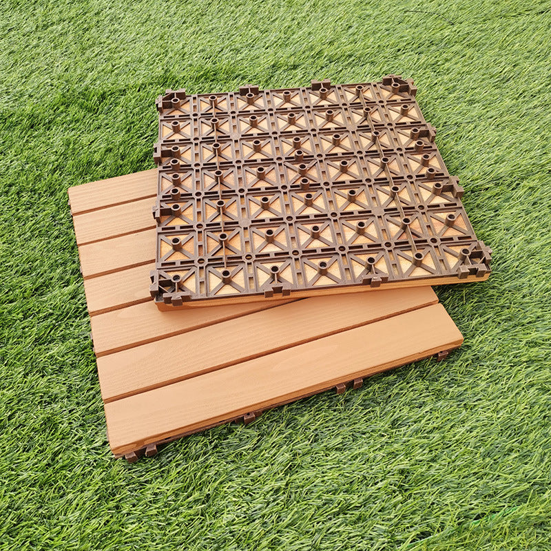 Lisslune | Yellow 6-Slat Square Wood Floor Tiles Click System Floor Tiles