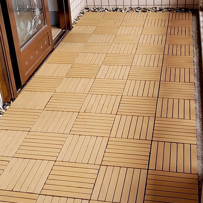 Lisslune | Yellow 6-Slat Square Wood Floor Tiles Click System Floor Tiles
